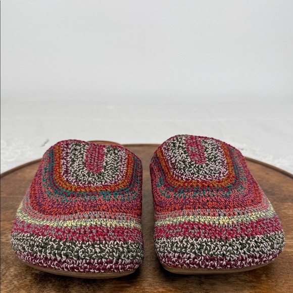 The Sak Shoes Wm 9 Bolinas Crochet Multicolor Slip-On Mules Clogs Leather Boho - Picture 2 of 11